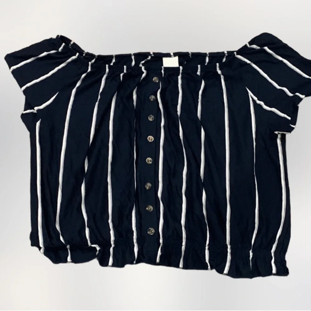 H&M Women Blue Short Sleeve Top L - Picture 3 of 8